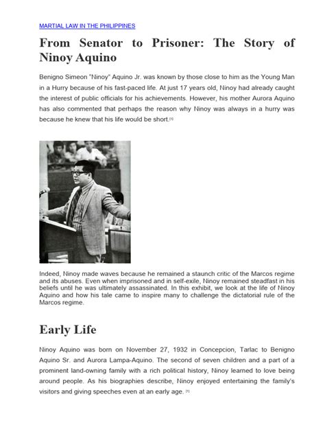 aimo of aquino|From Senator to Prisoner: The Story of Ninoy Aquino.